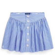 Polo Ralph Lauren Girls Embroidered Logo Striped Pattern Skirt