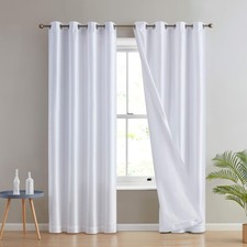 Faux Silk Semi Sheer Light Filtering Microfiber Lined Grommet Curtains 63 Inch