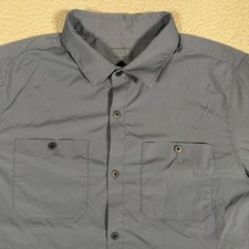 REI Shirt Mens Medium Blue Hiking Lightweight Nylon Blend Outdoor Button Up