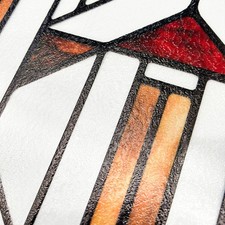 Faux Stained Glass Effect Window Privacy Film, Original Hand Dawn Static Clin...