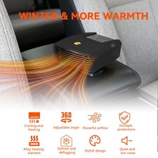 1200W Portable Electric Car Heater 360  Rotating Fan Defogger Defroster Demister