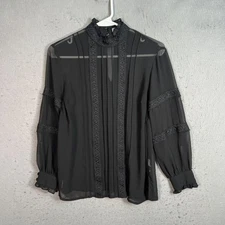 Soho New York & Company Womens Size XS Black Lace Blouse Top