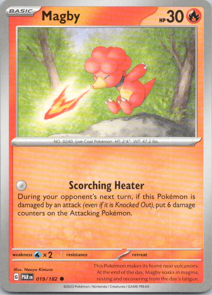 Magby - 019/182 #19/182 (LP) SV04: Paradox Rift PAR Pokemon