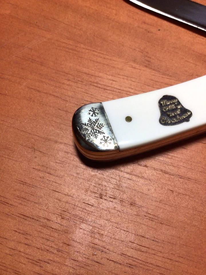 "Cuchillo Case 2008 blanco Christmas Trapper doble hoja 7,5"" nuevo con caja" Foto 4 de 4