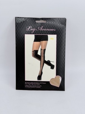 Leg Avenue: All Tied Up Sheer Pantyhose w/ Opaque Faux Thigh High Boot Detail