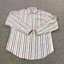 Brooks Brothers Shirt Mens Medium Striped Non-Iron Supima Button Down Dress