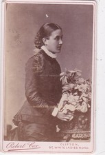 CDV PHOTO.  LADY  WITH FLOWERS BY ROBERT COX, CLIFTON, BRISTOL