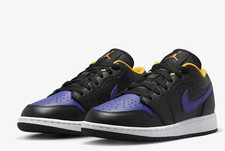 NEW Nike Air Jordan 1 Low (GS) Black/Dark Concord-Taxi (553560-075) Kids Size 4Y