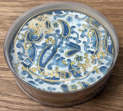 Viking Imports Genuine Gem Coasters Paisley Alcohol Proof Blue Set of 8 Japan