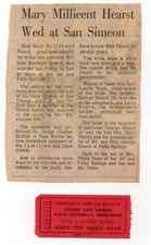 Vintage - Mary Millicent Hearst Wedding At Hearst San Simeon Ticket - EP1S