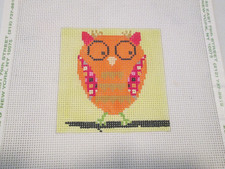 ORANGE OWL-BIRDS OF A FEATHER-HANDPAINTED NEEDLEPOINT CANVAS