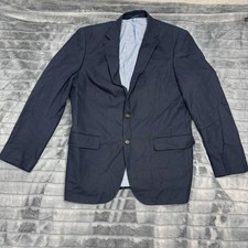 Stafford Signature Mens 40 Reg Classic Fit Sport Coat Navy Blue Cotton Blazer