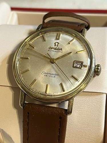 Vintage Omega Seamaster De Ville, Automatic, Date, NEW CRYSTAL, OG Crown - 1965
