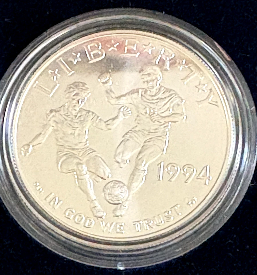 1994 World Cup Commemorative PROOF Silver Dollar + Clad 50c Pc - Image 2 of 4