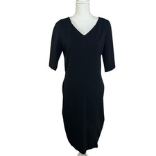 NWT Les Copains Black V-Neck Mid Length Sheath Dress Size 46/ US Size 12