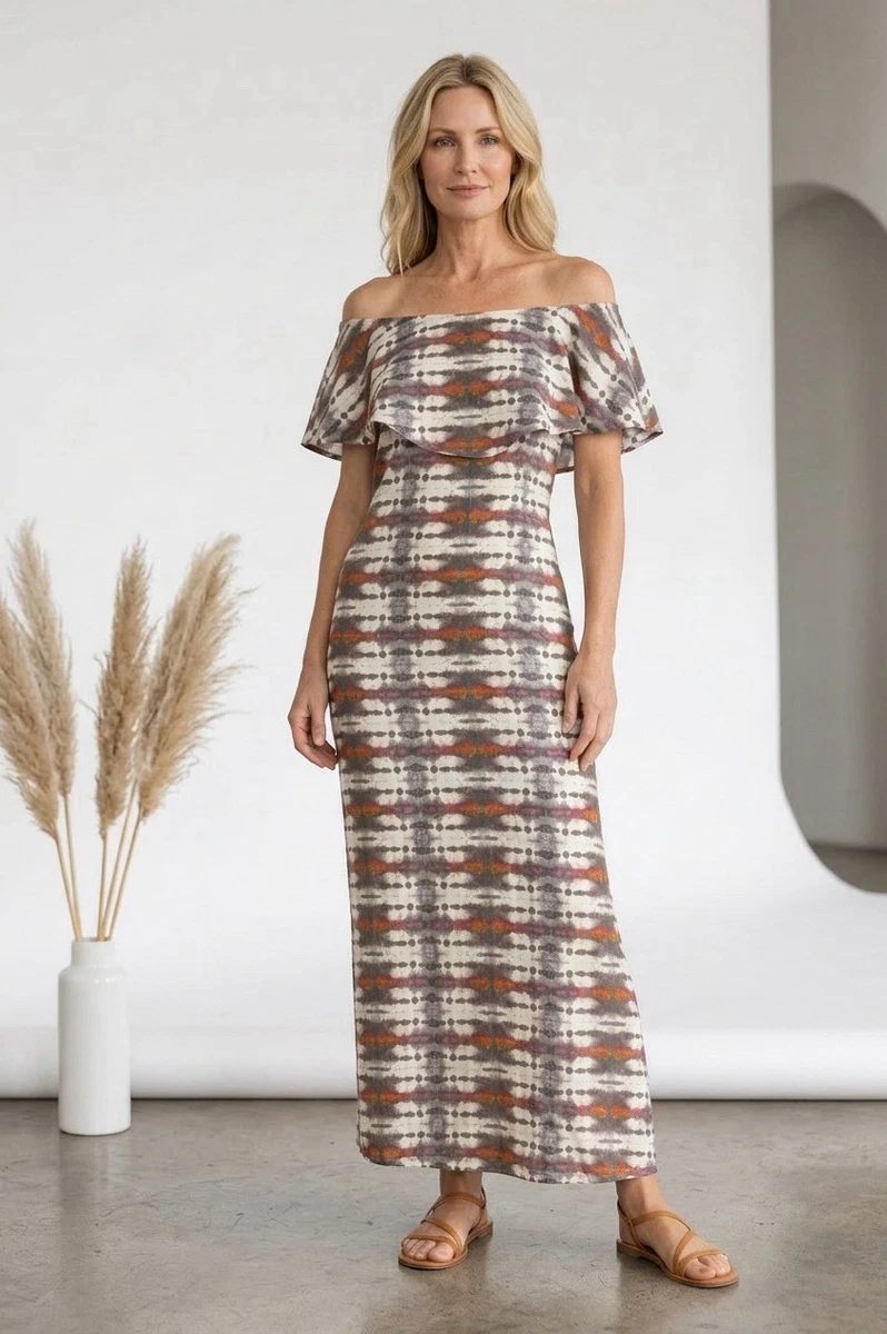 3 4 length maxi dress SAN149R-SOLID