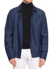BRUNELLO CUCINELLI Wool-Linen Harrington Denim Jacket Blouson