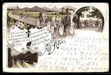 Lithograph All Heil! Men & Women On Bikes, Inn