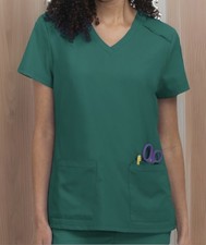 NWT Cureology Scrubs Top Women  s Green Hunter Medical Hospital Doctor Nurse    