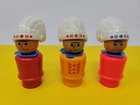 Vintage 3 Fisher Price Little People Toy Native American Indian Chief Man RARE
