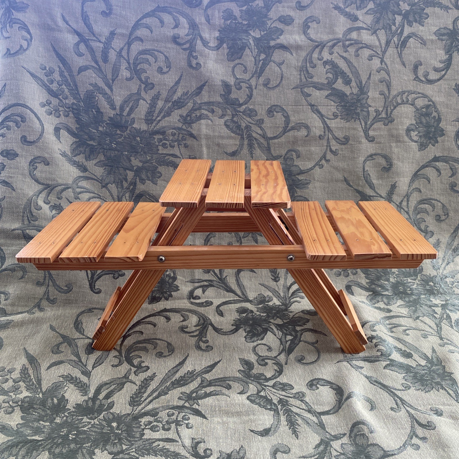 Small Wood Picnic Table for Dolls or plant stand or squirrel feeder Collapsible