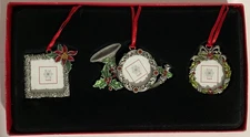 Kohls Lot Of 3 Mini Silver Photo Frame Ornaments Holds 1.5” X 1.5” Photo