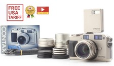 3 Lens Green Label Top MINT Contax G1 Film Camera 28 90 45mm TLA140 Flash JAPAN