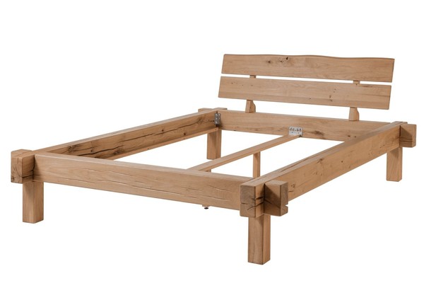 Skandi Balkenbett Holz Wildeiche 140X200 Bett Natur Echtholz Vollmassive Balken-image