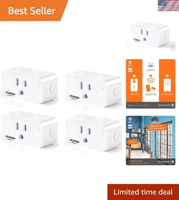 Sylvania Smart WiFi Plug 4-Pack, Alexa & Google Voice Control, Timer, White