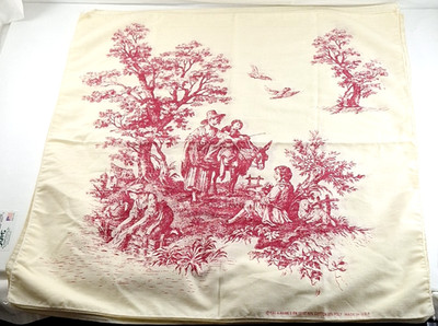 Vtg 6 HAV-A-HANK Handkerchief French Country Scene Toile Fabric Made in USA