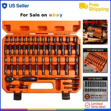 Impact Socket Set 56-Piece SAE Metric Heavy Duty Storage Case