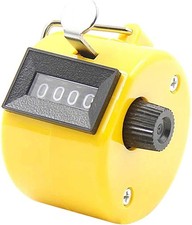 White Deer Hand Tally Counter 4 Digit Number Dual Clicker Golf Handy Yellow