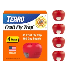 TERRO Fruit Fly Trap Plastic 4 Pack Indoor Pest Control 180 Days Lure