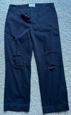 Women  s Frame Le Tomboy Trouser Black Ripped Pants Size 25