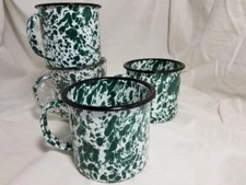 ONE MUG Enamelware/ Splatterware Camping, picnic, Crafts cup Green