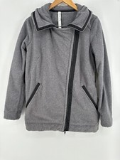 Lululemon Fleece Moto Jacket Ambient Grey Black Womens 6 EUC