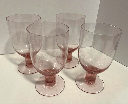 Juego de 4; vasos de copa de bebida rosa soplado a mano Ex-Lg vintage; 27 onzas - Imagen 1 de 3