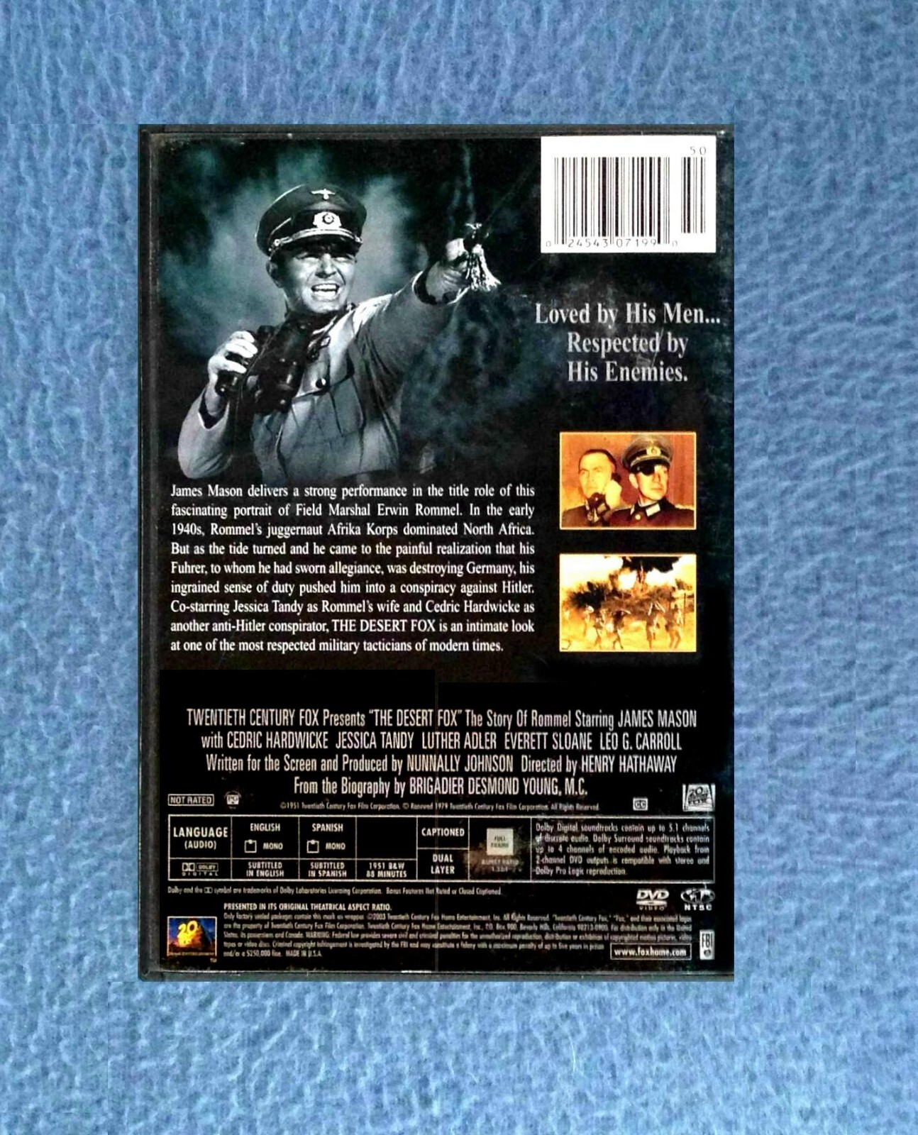 DVD THE DESERT FOX STORY OF FIELD MARSHALL ROMMEL WORLD WAR II FOX WAR ...