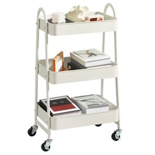 3 Tier Rolling Metal Storage Organizer Bathroom Livingroom Mobile Utility Cart