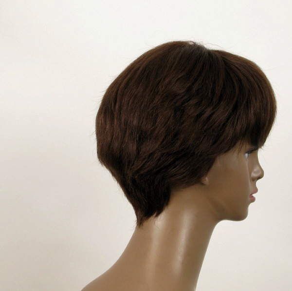 Perruque Afro 100% Cheveux Naturels Châtain - Bonnet Moyen - Neuve Avec étiquettes