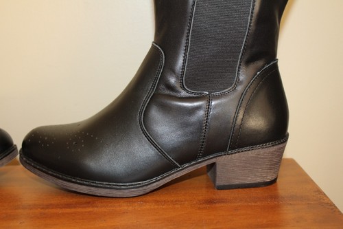 Propet Rumor Womens Mid-Calf Boots Sz 9 W Black Leather Full Zip Brogue - Picture 6 of 16
