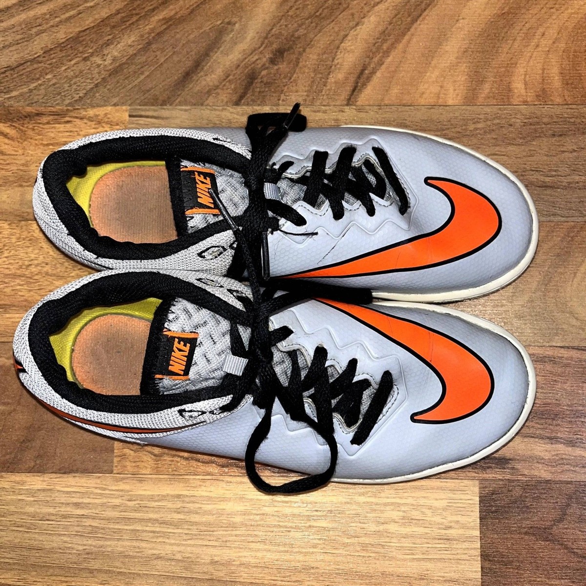 Nike 5Y Hypervenom X Grey Orange Indoor Turf Soccer Shoes