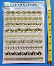 buy4=freeship Stampabilities 9 clear stamps baroque borders