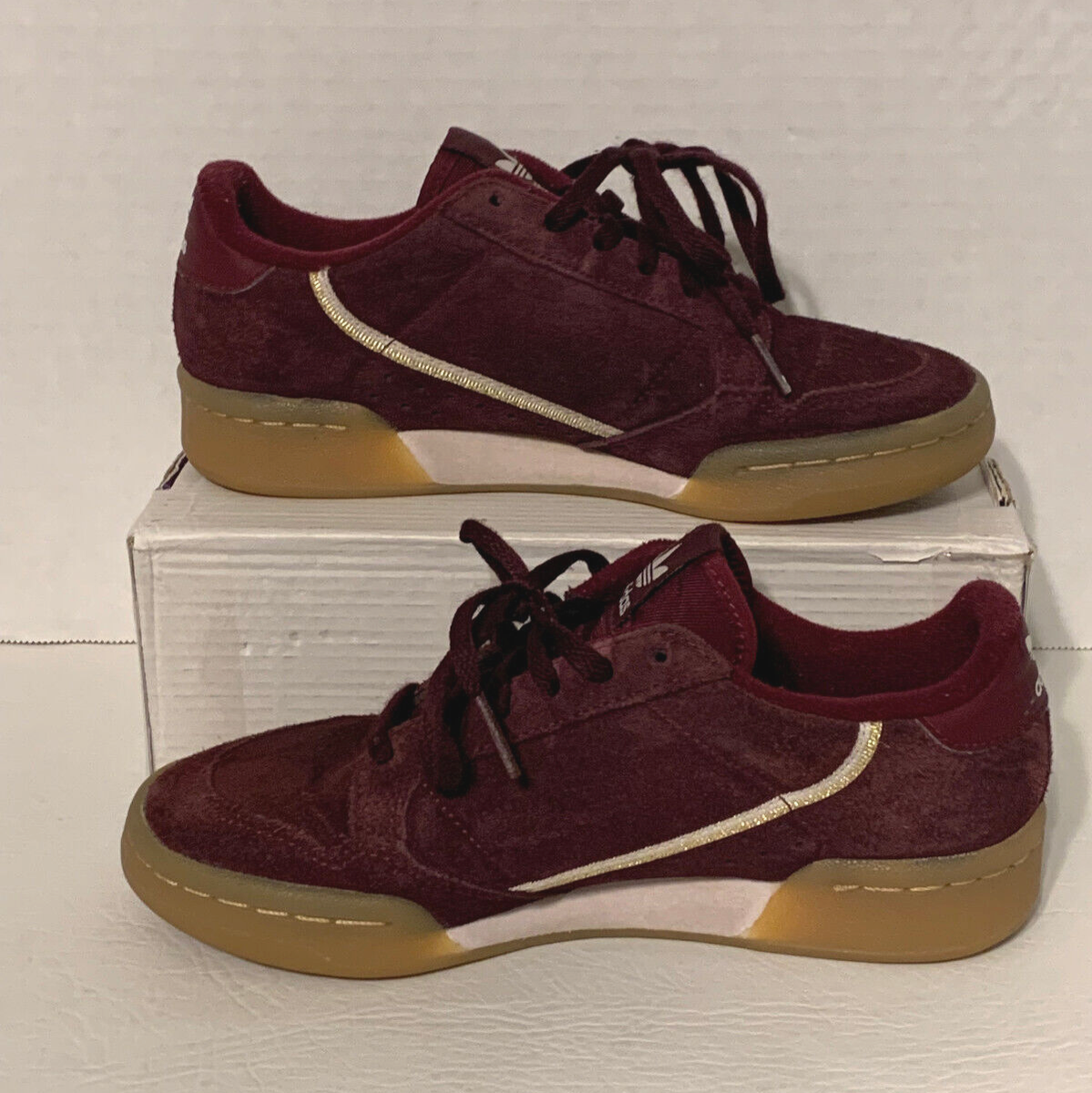 Adidas Continental 80 Originals Unisex Male Size 4 Suede Maroon Ortholite |  eBay