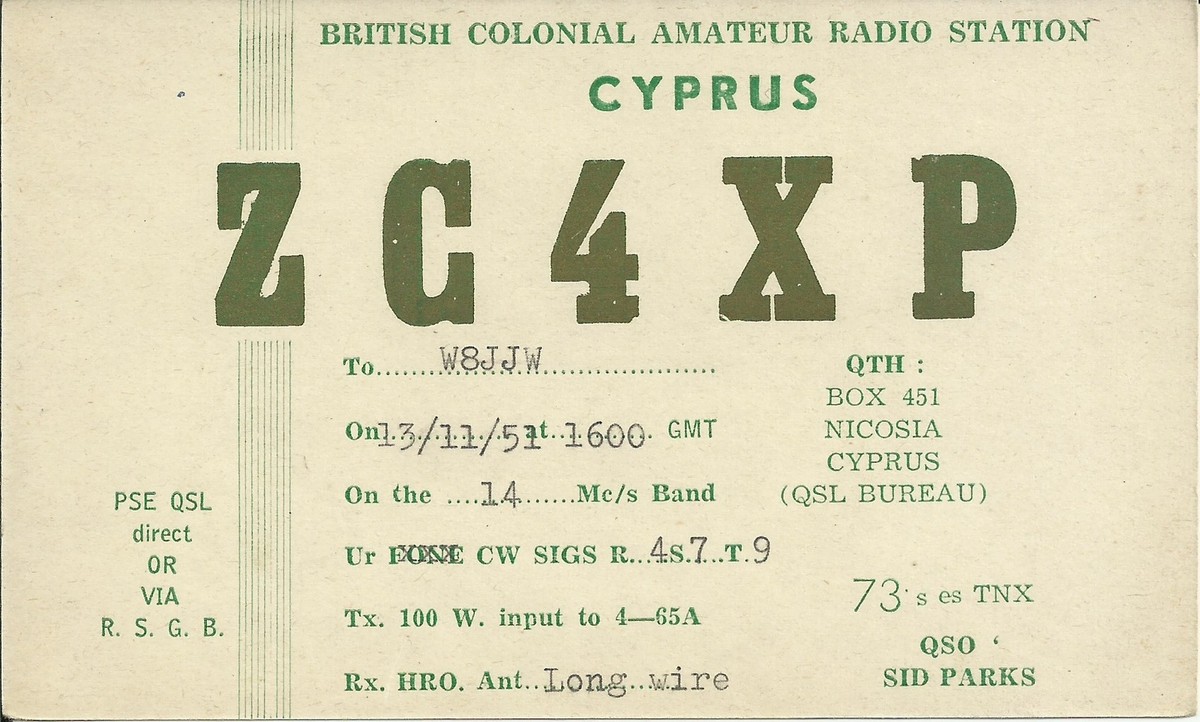 アンティーク OLD VINTAGE ZC4XP NICOSIA CYPRUS AMATEUR RADIO QSL CARD | eBay
