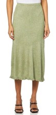 Majestic Filatures Women's Viscose Metallic Rib Skirt Size 4 Cactus Green