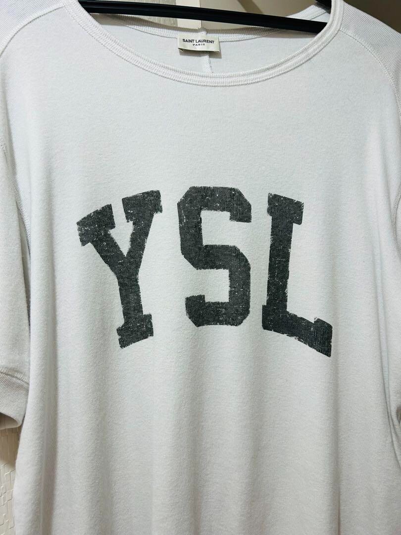 T shirt SAINT LAURENT YSL vintage logo manica corta colore bianco taglia XSfashion