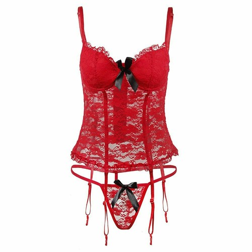 Sexy Dessous Nachtwäsche Spitze Damen G-String Kleid Unterwäsche Babydoll Nachtwäsche - Bild 13 von 26