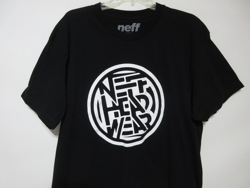 Neff Headwear Spellout Circle T Shirt Mens XL Black Skater Skate Snowboarding