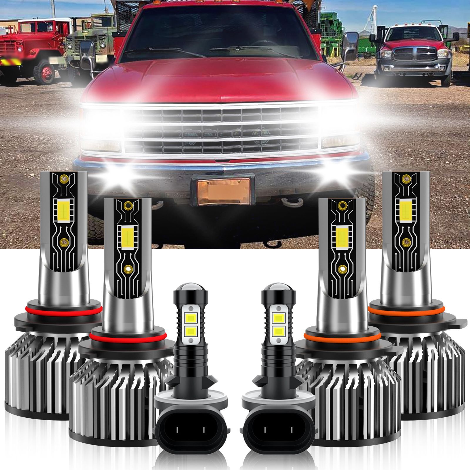 For Chevrolet K3500 1999-2000 Combo LED Headlight+Fog Lights Bulbs Kit White